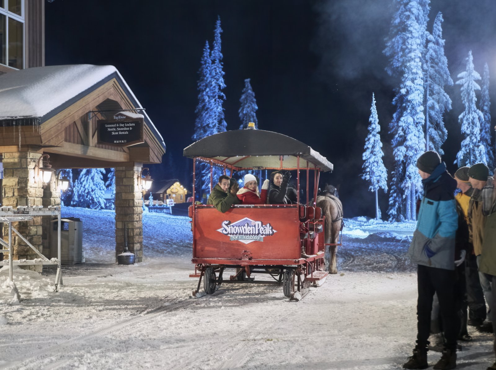 Evening sleigh rides in the Silver Star village