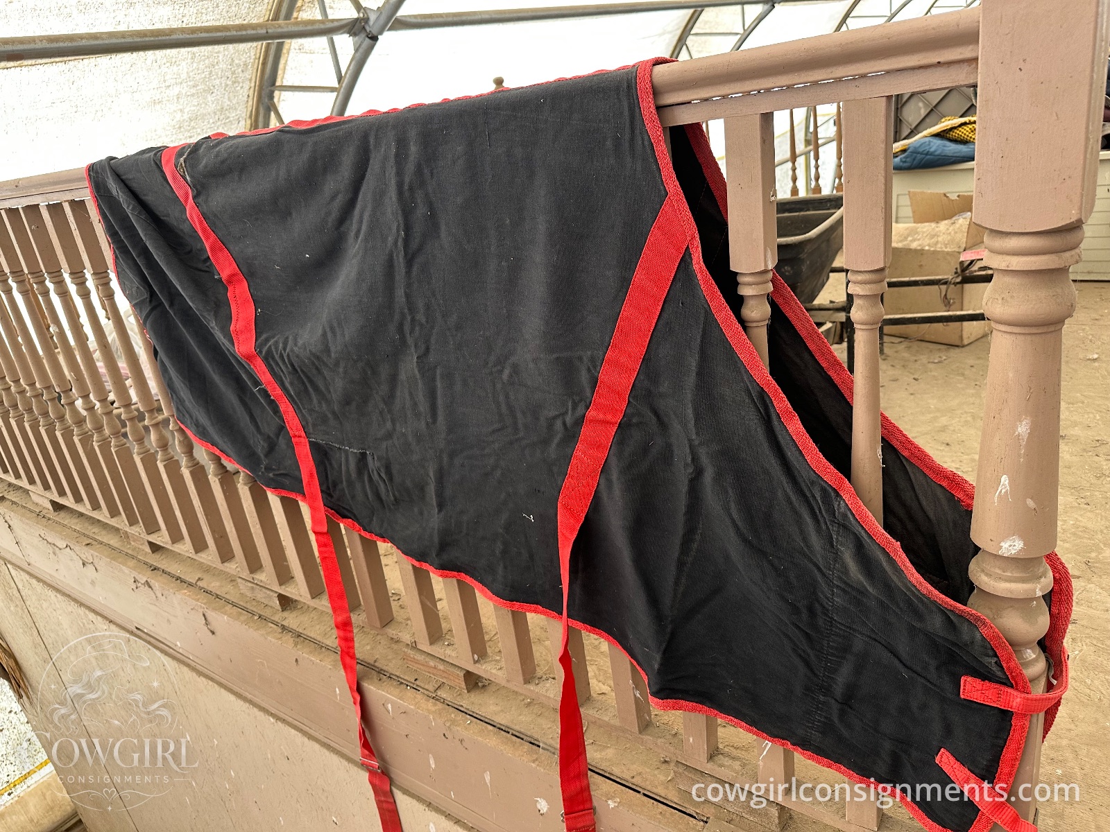 Cotton Stable Sheet, 80", Black With Red Trim, photo 2