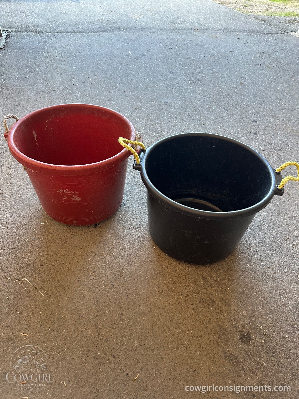 Pair Of Buckets With Rope Handles, 16 Gallon