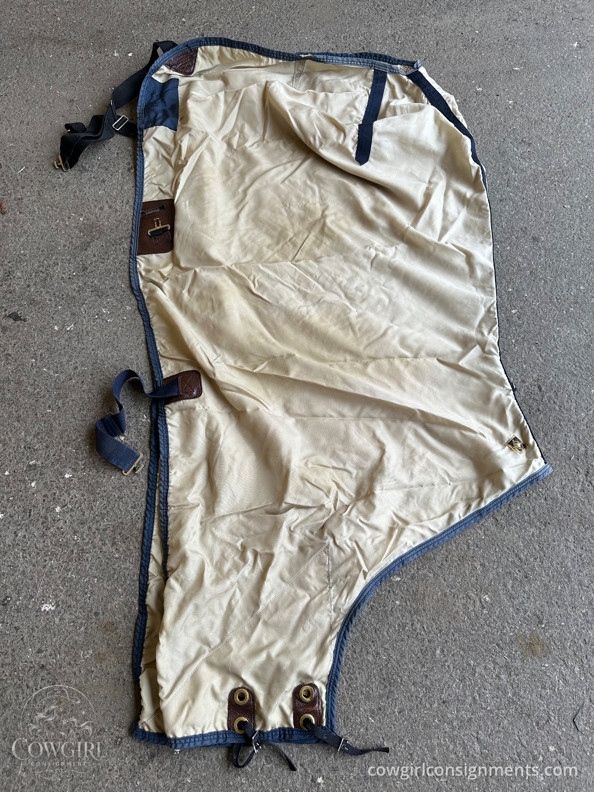 Tan Stable Blanket With Navy Trim 80”, photo 2