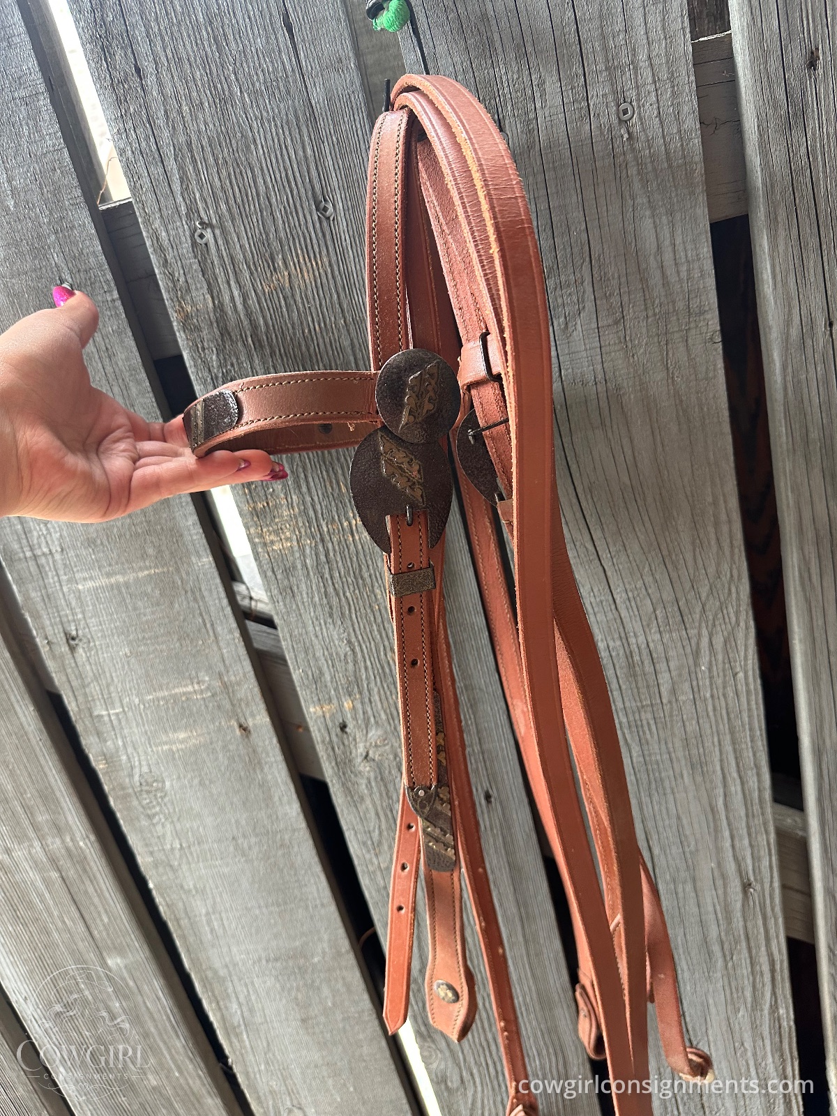Western Headstall & Split Reins Set, Horse Size, photo 3